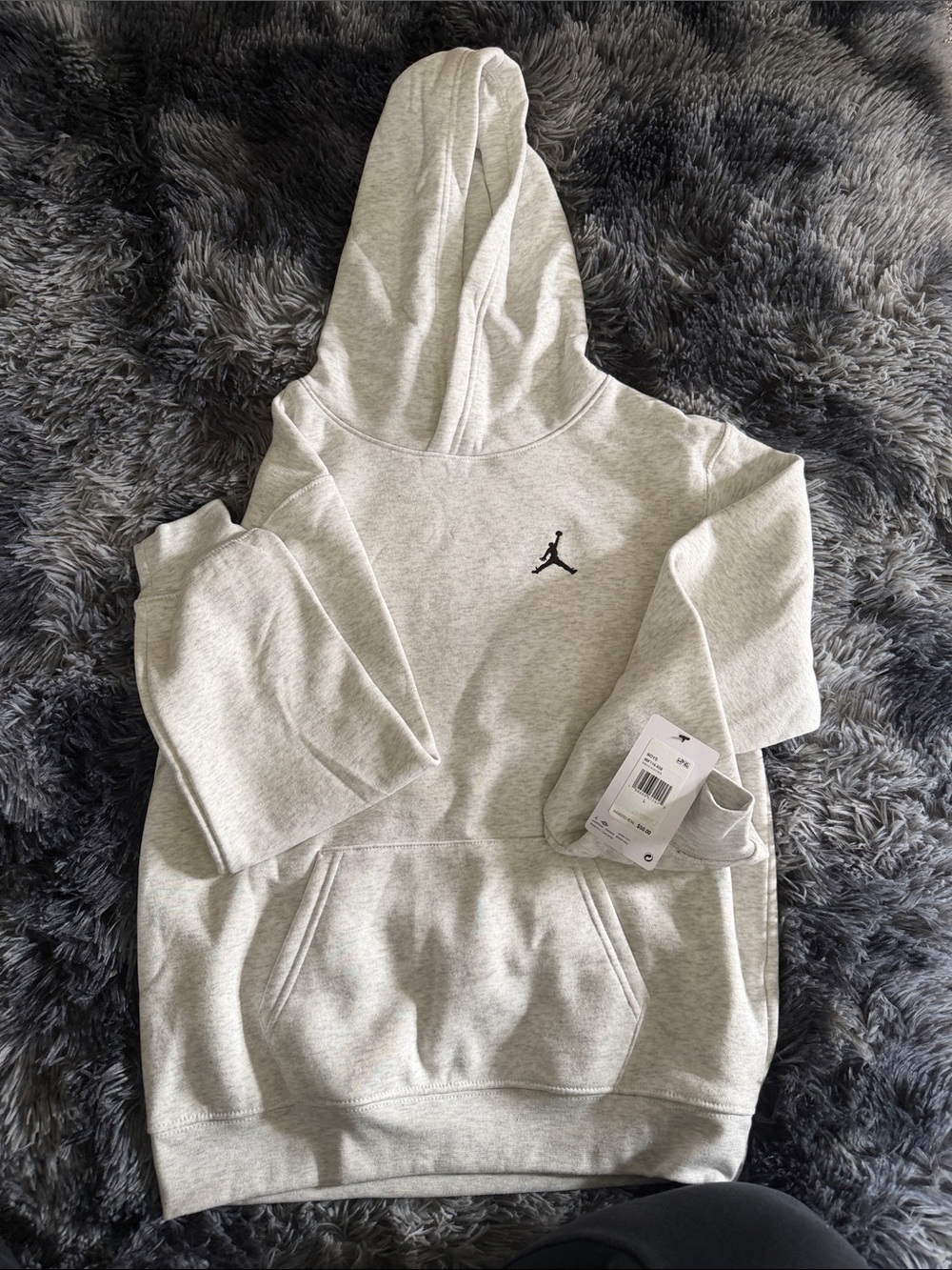 Jordan Light Gray Hoodie with Black Jumpman